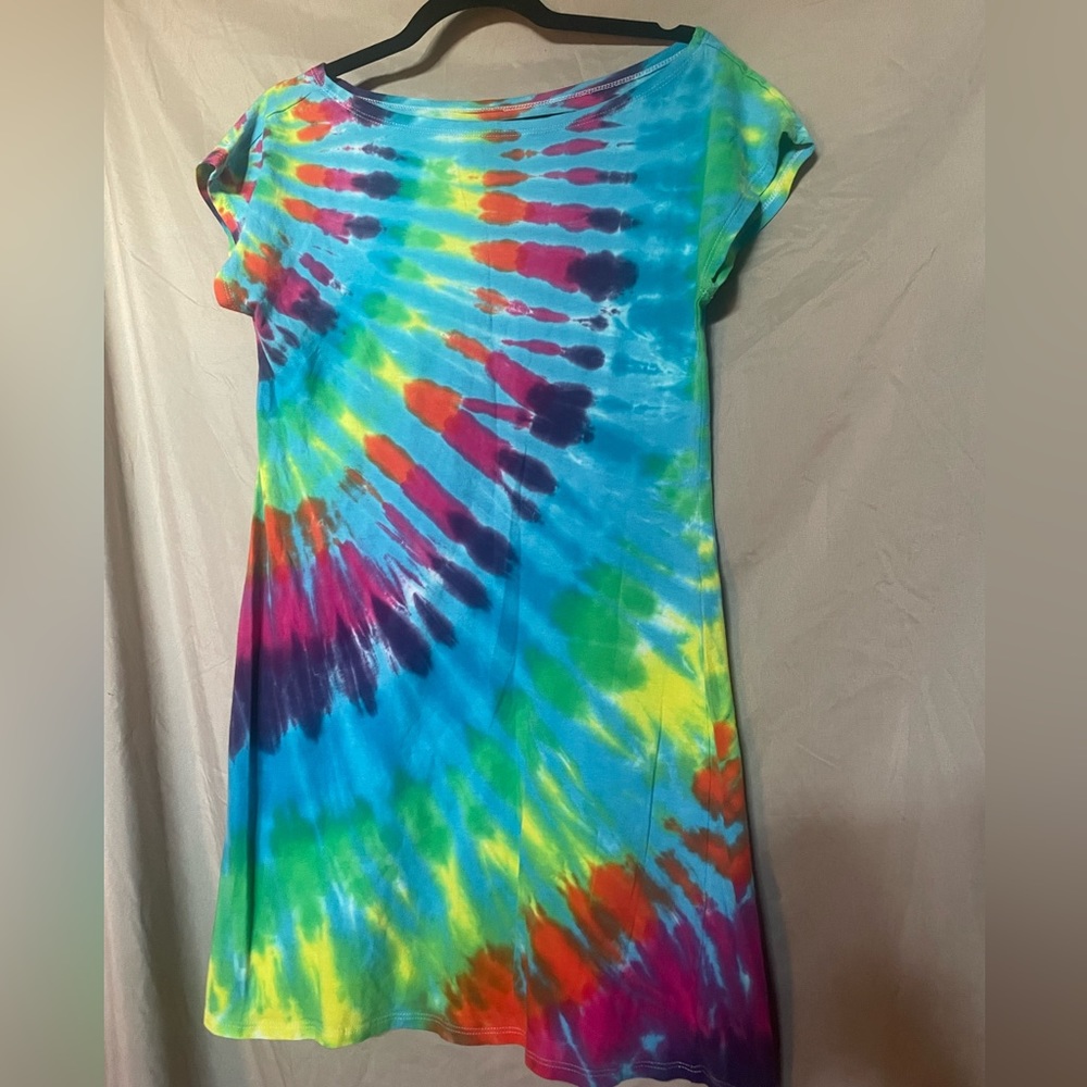 rainbow tie dye tshirt dress